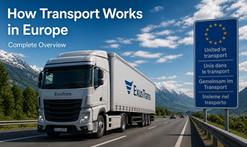 Lkw-Transport über Europas Autobahnen Logistik Güterbewegung zwischen EU-Ländern moderne Lieferkette